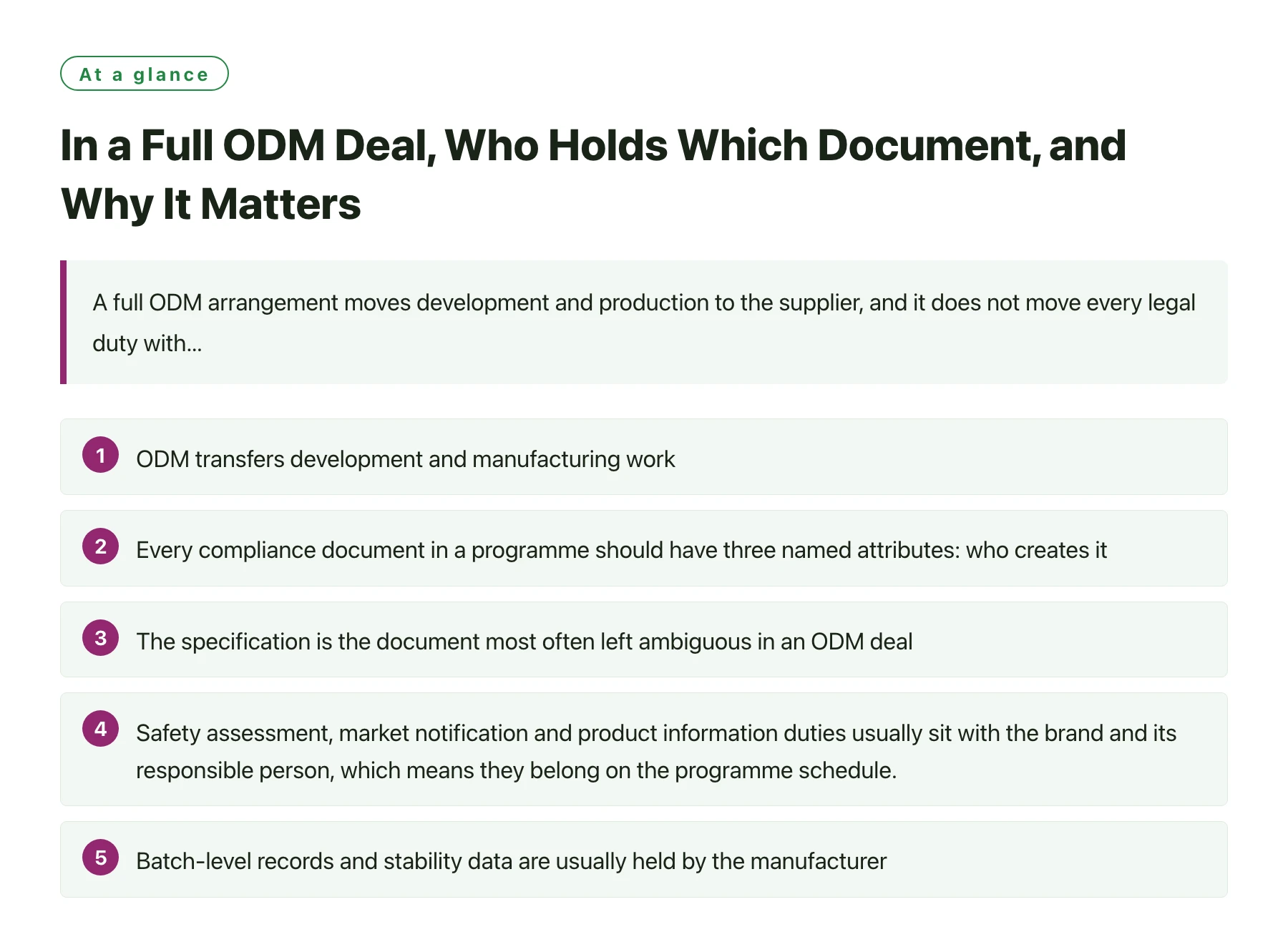 In a Full ODM Deal, Who Holds Which Document, and Why It Matters——全文要点速览